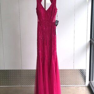 NWT Adrianna Papell Formal Beaded Gown~ Pink Sapphire